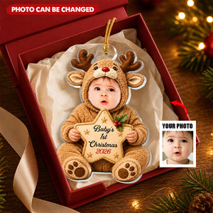 Personalized Baby's First Christmas Photo Acrylic Ornament, Custom Picture Keepsake Ornament, Baby Memory Gift For New Parents