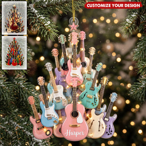 Personalized Guitar Tree Christmas Ornament Gift For Guitar Lovers & Musicians