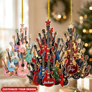 Personalized Guitar Tree Christmas Ornament Gift For Guitar Lovers & Musicians