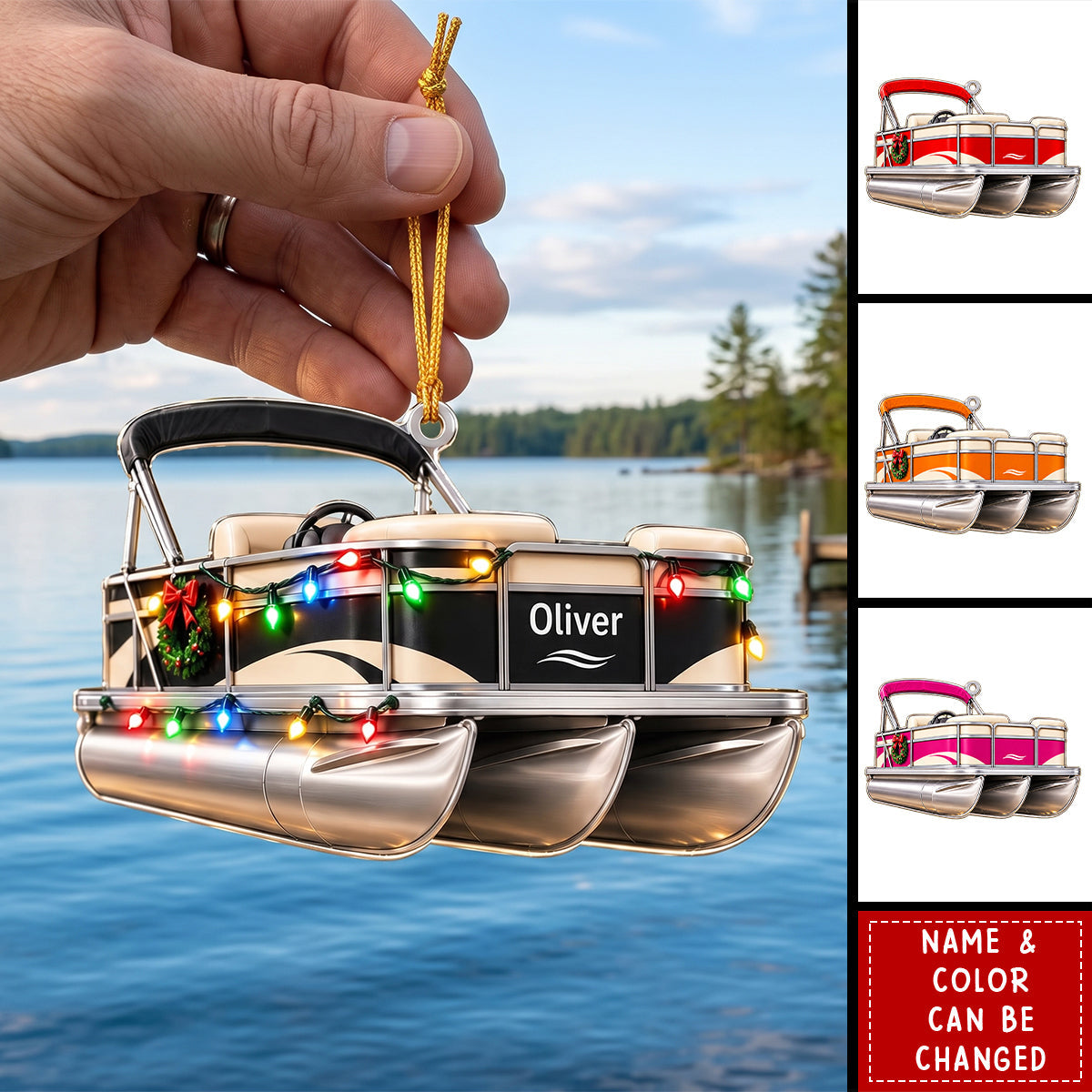 Personalized Pontoon Boat Christmas Ornament -Gift For Pontoon Lovers