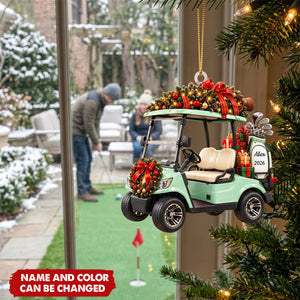 Personalized Golf Cart Christmas Ornament, Gift For Golf Lovers, Golfer Dad, Husband & Grandpa