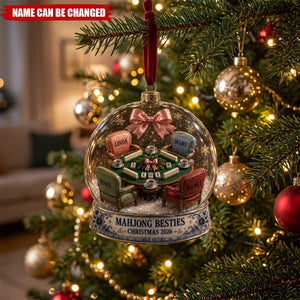 Personalized Mahjong Besties Christmas Ornament Custom Friendship Game Night Holiday Decor 2026 Gift For Friends
