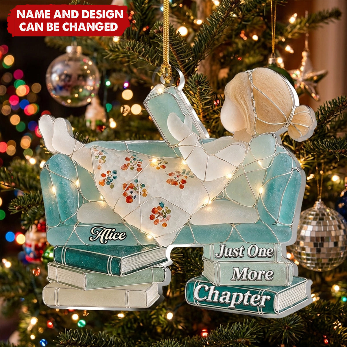 Just A Girl Who Loves Books Sea Glass Effect - Personalized 1-Layer Acrylic Ornament