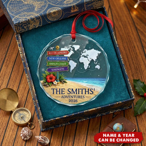 Custom Circle Glass Ornament - Personalized Christmas Birthday Gifts For Mom, Dad, Brother, Sister - Best Vacation With My Family