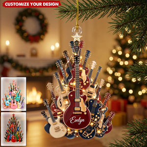 Personalized Guitar Tree Christmas Ornament Gift For Guitar Lovers & Musicians