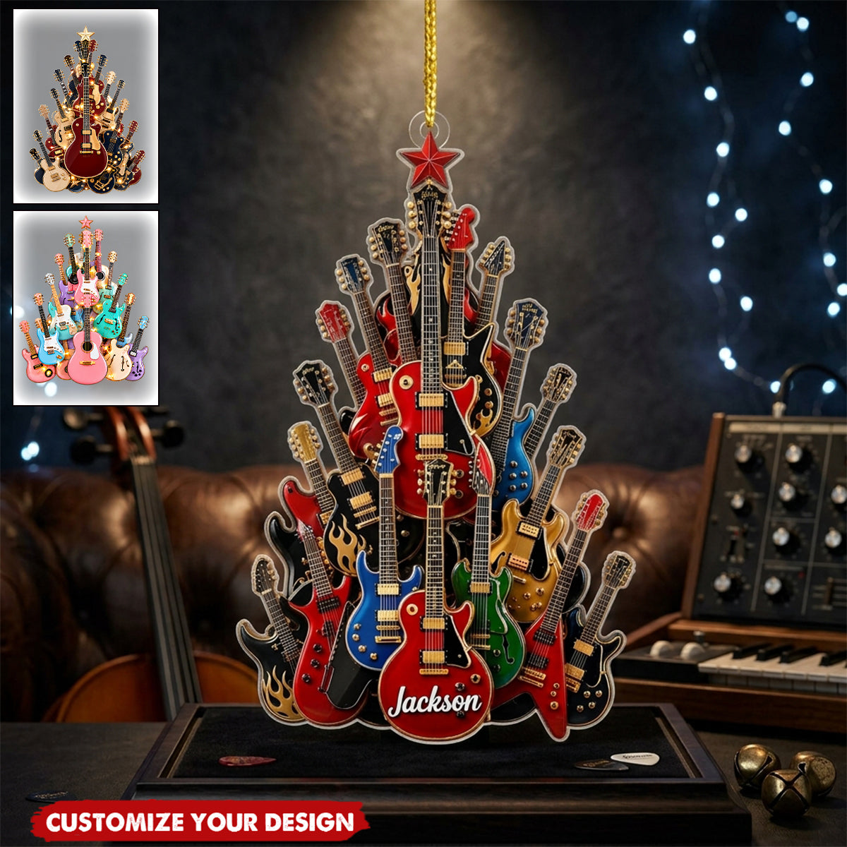 Personalized Guitar Tree Christmas Ornament Gift For Guitar Lovers & Musicians