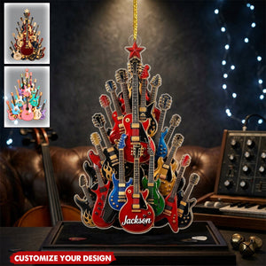 Personalized Guitar Tree Christmas Ornament Gift For Guitar Lovers & Musicians