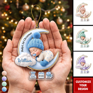 Custom First Christmas Acrylic Ornament - Personalized Baby Shower, Gender Reveal Gifts For New Moms, New Dads, New Parents