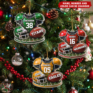 Custom America Football Acrylic Ornament - Personalized Christmas Birthday Gifts For America Football Lovers, Sports Fans